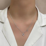 925 Silver Love Necklace Pendant with Sparkling Diamond Chain