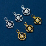 925 Silver Planet Round Charms Zircon Pendants DIY Jewelry