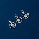 925 Silver Planet Round Charms Zircon Pendants DIY Jewelry