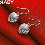 925 Silver Hollow Heart Earrings Necklace Set Wedding Charms
