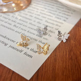 925 Silver Zircon Butterfly Wing Stud Earrings for Women