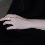 925 Silver Double Layer Pearl Ring for Women Adjustable Jewelry