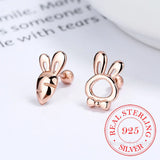 925 Silver Rabbit Carrot Stud Earrings Party Jewelry Gift