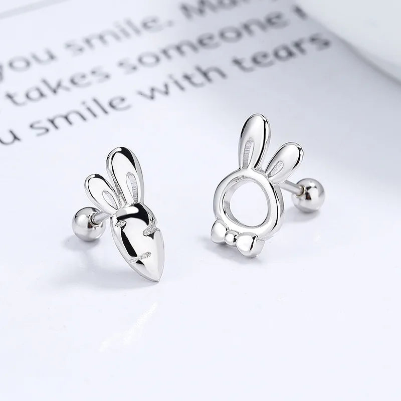 925 Silver Rabbit Carrot Stud Earrings Party Jewelry Gift