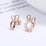 925 Silver Rabbit Carrot Stud Earrings Party Jewelry Gift