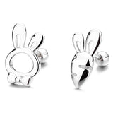 925 Silver Rabbit Carrot Stud Earrings Party Jewelry Gift