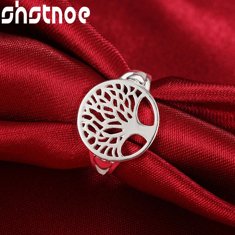925 Silver Tree of Life Ring For Men Women Wedding Charm Jewelry