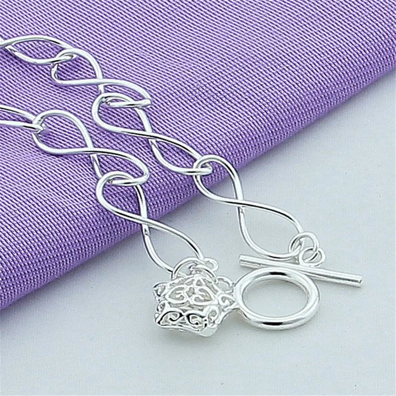 925 Sterling Silver Hollow Star Pendant Bracelet For Woman Charm