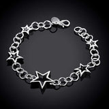 925 Silver Hollow Stars Bracelet Women Charm Party Jewelry