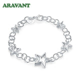 925 Silver Hollow Stars Bracelet Women Charm Party Jewelry