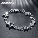 925 Silver Hollow Stars Bracelet Women Charm Party Jewelry