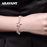 925 Silver Hollow Stars Bracelet Women Charm Party Jewelry
