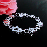 925 Silver Hollow Stars Bracelet Women Charm Birthday Gift