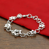 925 Silver Hollow Stars Bracelet Women Charm Birthday Gift