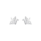 925 Silver Paper Cranes Bird Stud Earrings for Women