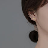 925 Silver Star Screw Stud Earrings Hollow Thread Mini Jewelry