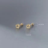 925 Silver Star Screw Stud Earrings Hollow Thread Mini Jewelry