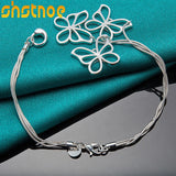 925 Silver Hollow 3 Butterflies Chain Bracelet Women Party Wedding Gift