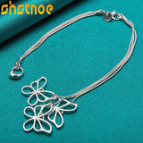 925 Silver Hollow 3 Butterflies Chain Bracelet Women Party Wedding Gift