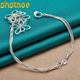 925 Silver Hollow 3 Butterflies Chain Bracelet Women Party Wedding Gift