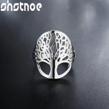 925 Silver Hollow Tree of Life Ring Men Women Engagement Wedding Charm Jewelry