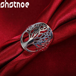 925 Silver Hollow Tree of Life Ring Men Women Engagement Wedding Charm Jewelry