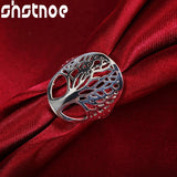 925 Silver Hollow Tree of Life Ring Men Women Engagement Wedding Charm Jewelry