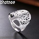 925 Silver Hollow Tree of Life Ring Men Women Engagement Wedding Charm Jewelry