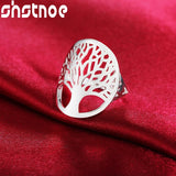 925 Silver Hollow Tree of Life Ring Men Women Engagement Wedding Charm Jewelry