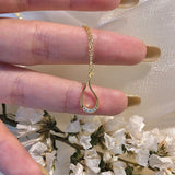 925 Silver Water Drop Necklace Zircon Pendant Clavicle Chain