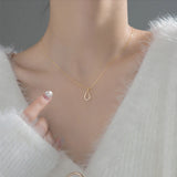 925 Silver Water Drop Necklace Zircon Pendant Clavicle Chain