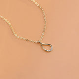 925 Silver Water Drop Necklace Zircon Pendant Clavicle Chain