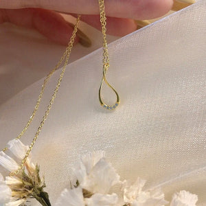 925 Silver Water Drop Necklace Zircon Pendant Clavicle Chain