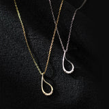 925 Silver Water Drop Necklace Zircon Pendant Clavicle Chain