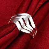 925 Silver Water Ripple Ring For Party Engagement Wedding Jewelry