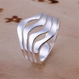 925 Silver Water Ripple Ring For Party Engagement Wedding Jewelry