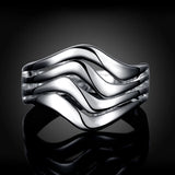 925 Silver Water Ripple Ring For Party Engagement Wedding Jewelry