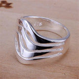 925 Silver Water Ripple Ring For Party Engagement Wedding Jewelry