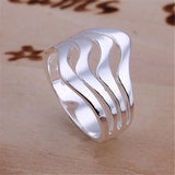 925 Silver Water Ripple Ring For Party Engagement Wedding Jewelry