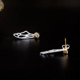 925 Silver Hollow Wings Zircon Stud Earrings High Female Vintage Jewelry