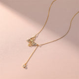 925 Silver Fairy Butterfly Pendant Necklace Zircon Tassel Choker