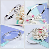 925 Silver Heart Bracelet Bangle Women Ladies Romantic Holiday Gift
