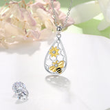 925-Sterling-Silver Honeycomb Sunflower Necklace