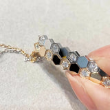 925 Silver Honeycomb Hexagon Chain Bracelet Cubic Zirconia Bee House Bangle