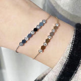 925 Silver Honeycomb Hexagon Chain Bracelet Cubic Zirconia Bee House Bangle