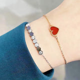 925 Silver Honeycomb Hexagon Chain Bracelet Cubic Zirconia Bee House Bangle