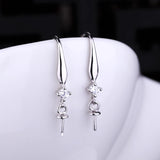 925 Silver Pearl/Round Bead Semi Mount Drop Earrings Yellow Rose