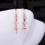 925 Silver Pearl/Round Bead Semi Mount Drop Earrings Yellow Rose