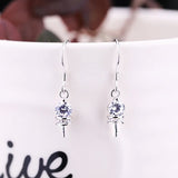 925 Silver Hook Earrings Crystal 6-11mm Semi Mount Women Earrings