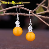 925 Silver Hook Earrings Crystal 6-11mm Semi Mount Women Earrings